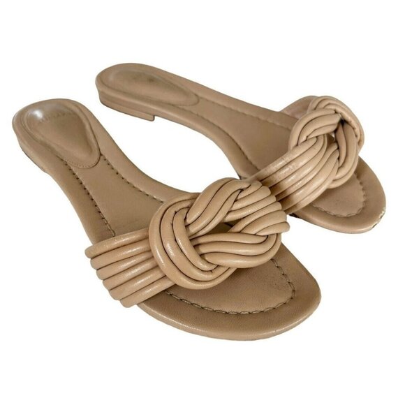 ALEXANDRE BIRMAN Women's Sz 35.5 Vicky Knotted Leather Slide Flat Sandals Sand - Picture 1 of 10